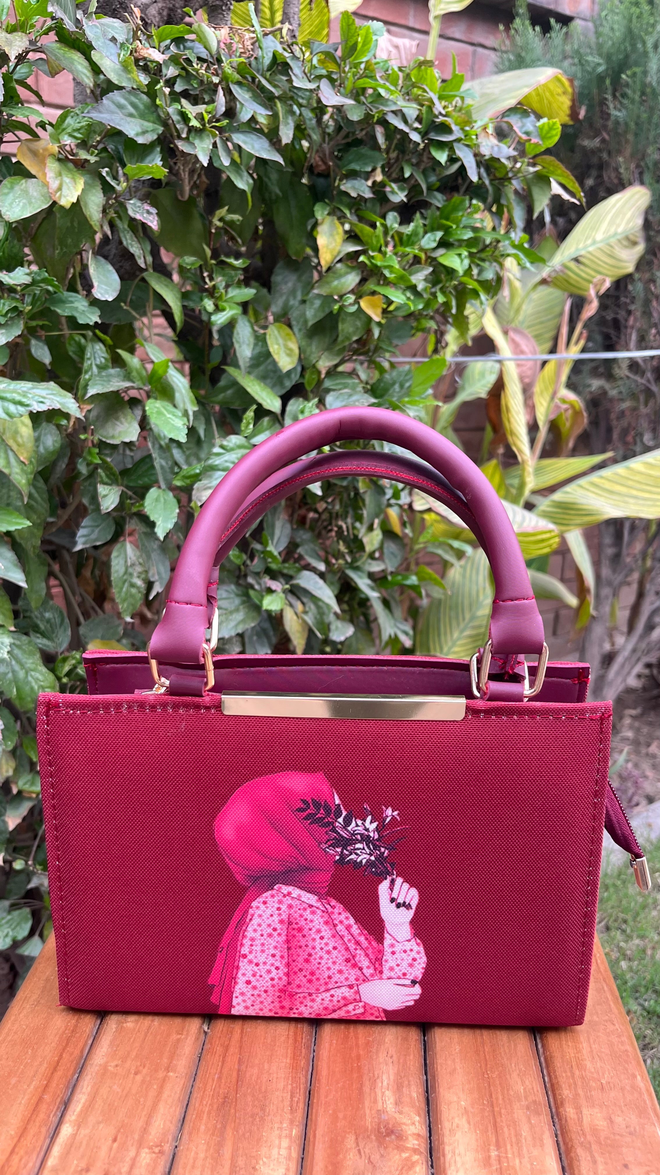 Hijab girl Red handbag