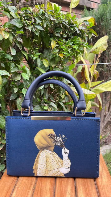 Hijab girl Blue Handbag