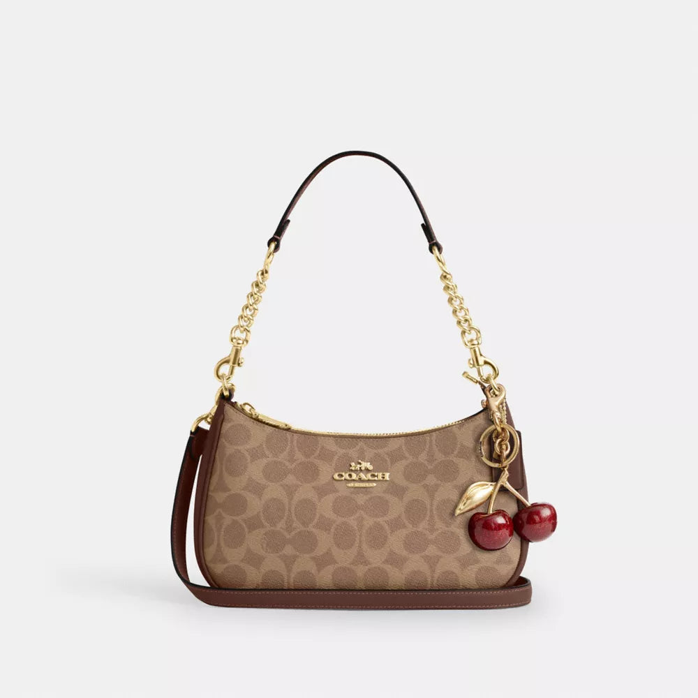 Coach Signature Canvas Penn Bag with Cherry Charm Set
