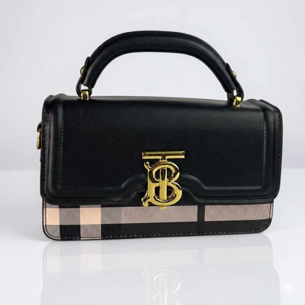 Elegant "TB" Inspired Shoulder Bag - Midnight Black