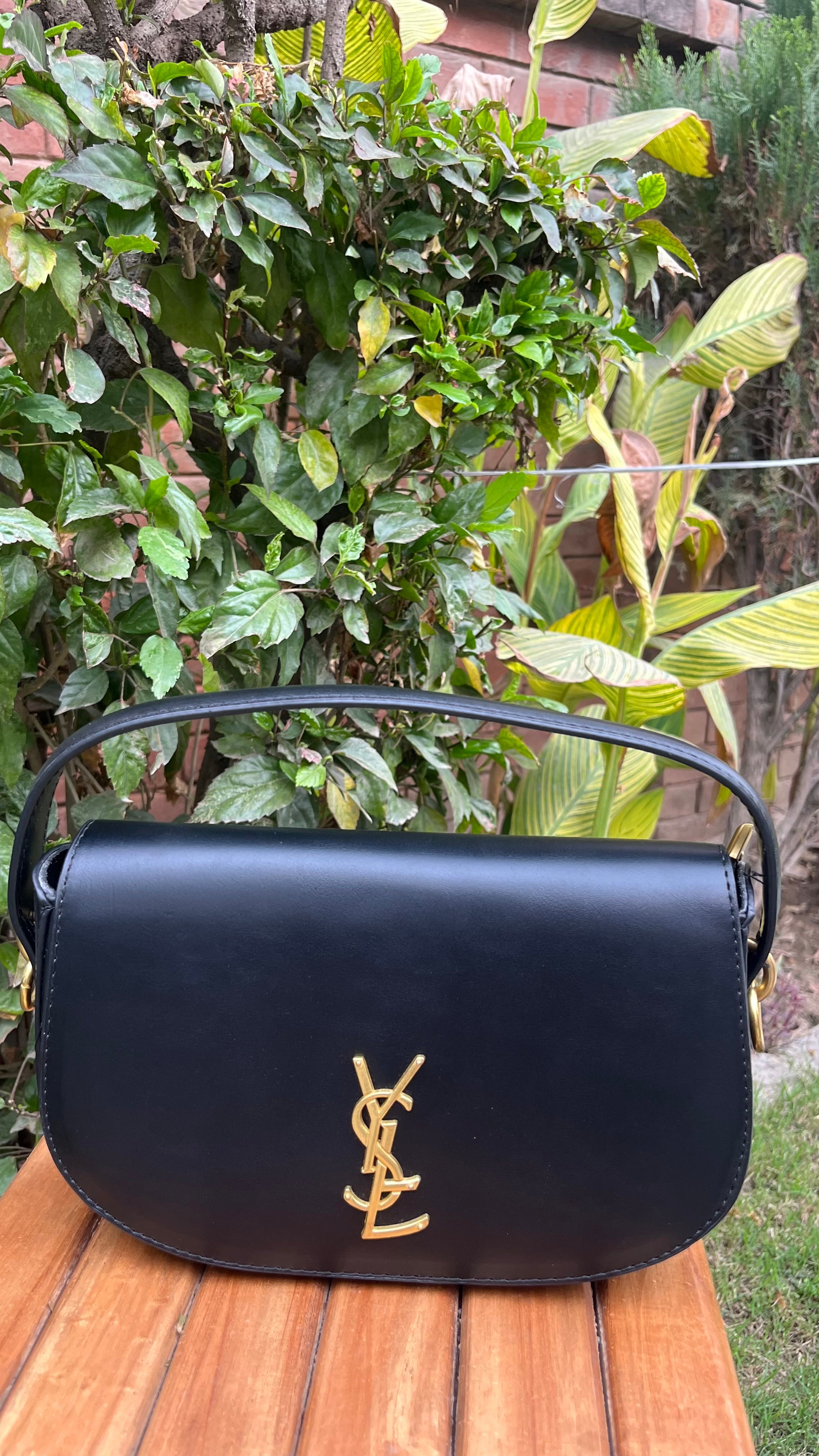 Premium Black- Vegan Leather Half-Moon Crossbody - Ysl