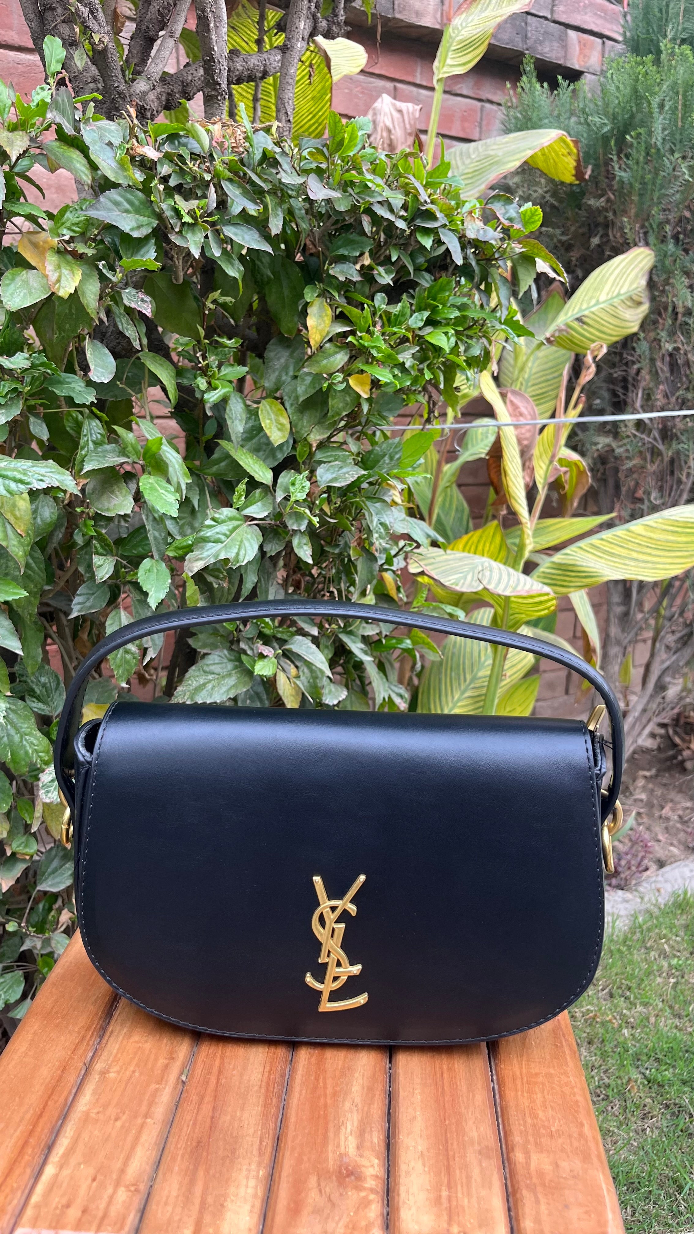 Premium Black- Vegan Leather Half-Moon Crossbody - Ysl