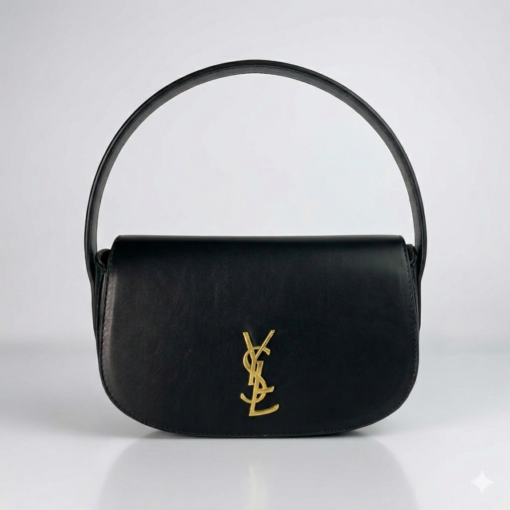 Premium Black- Vegan Leather Half-Moon Crossbody - Ysl