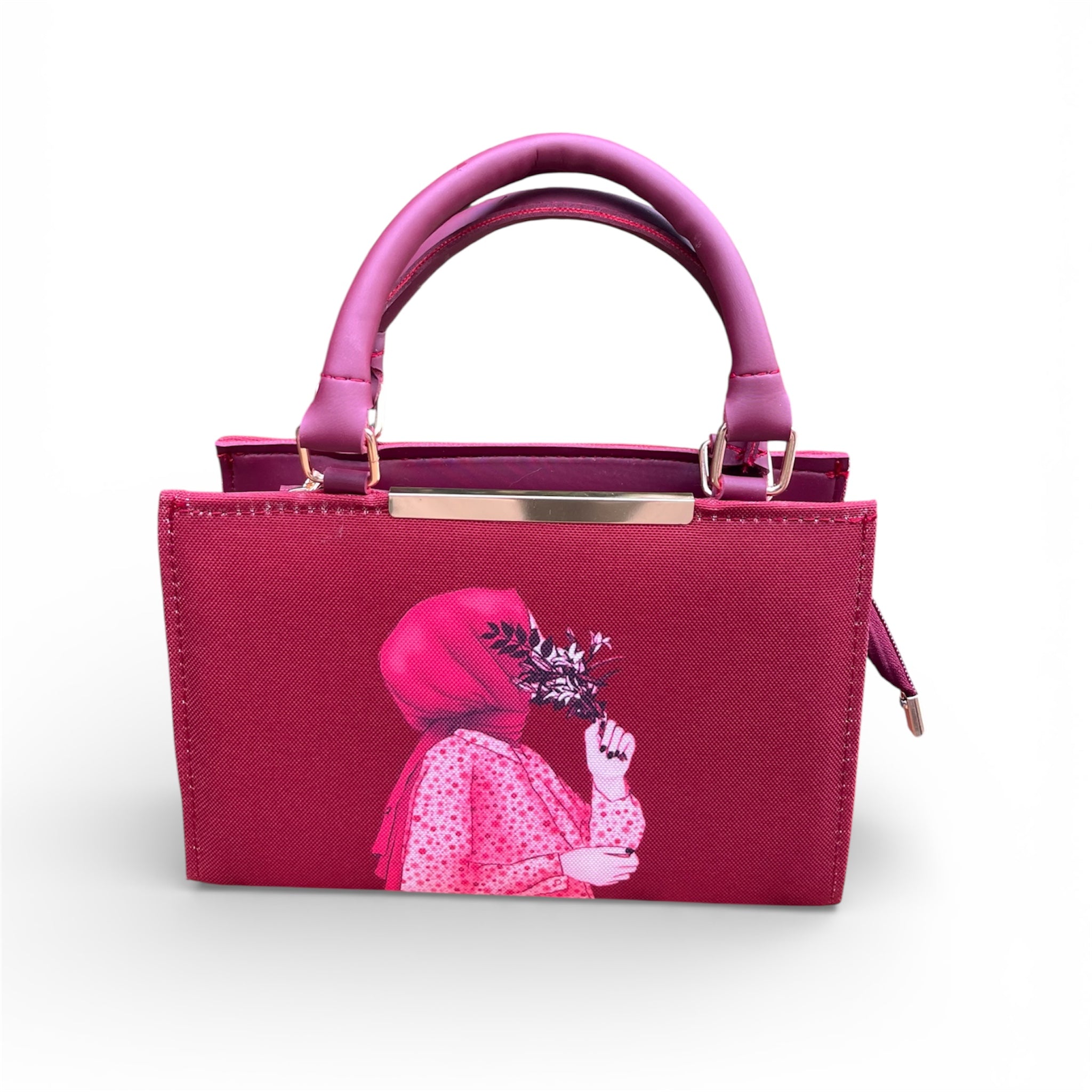 Hijab girl Red handbag