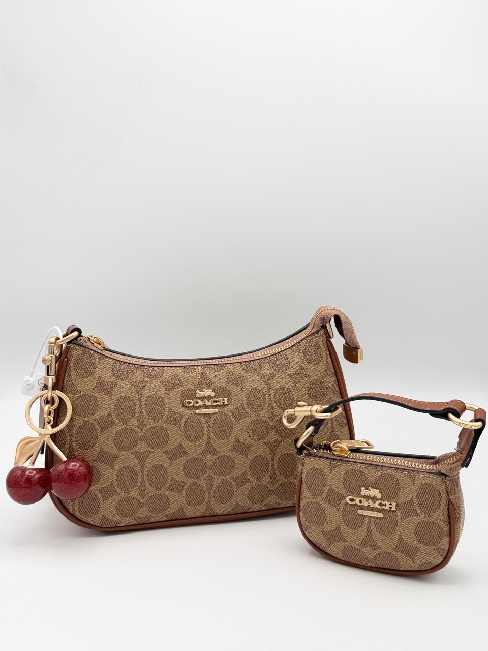 Coach Signature Canvas Penn Bag with Cherry Charm Set