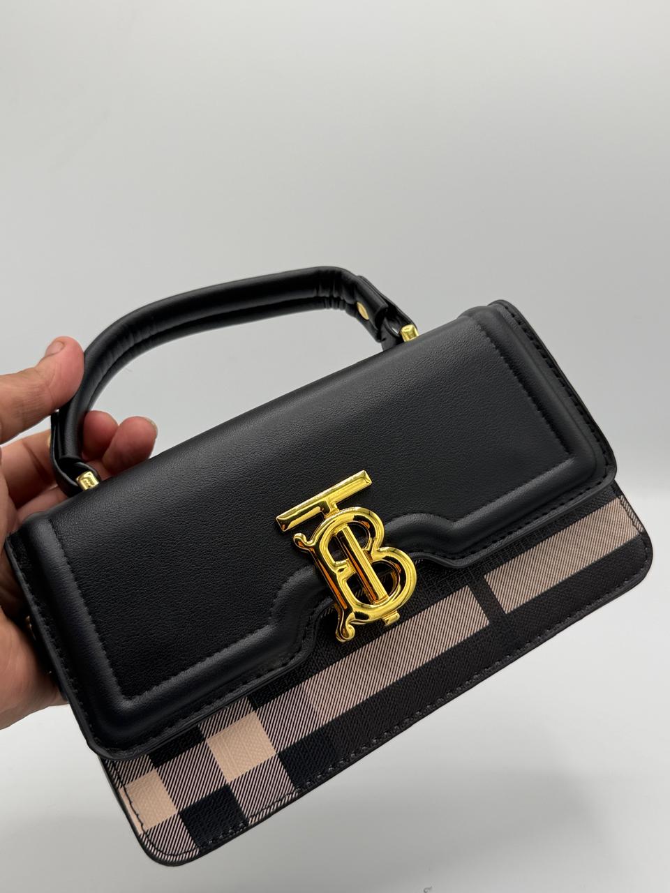 Elegant "TB" Inspired Shoulder Bag - Midnight Black